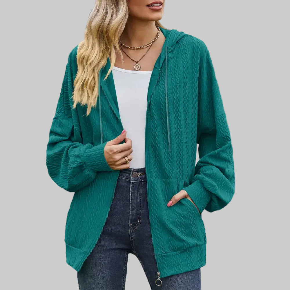 Solid Color Pocket Long-Sleeve Loose Hooded Sweatshirt - S / Blue - Sweatshirts & Hoodies