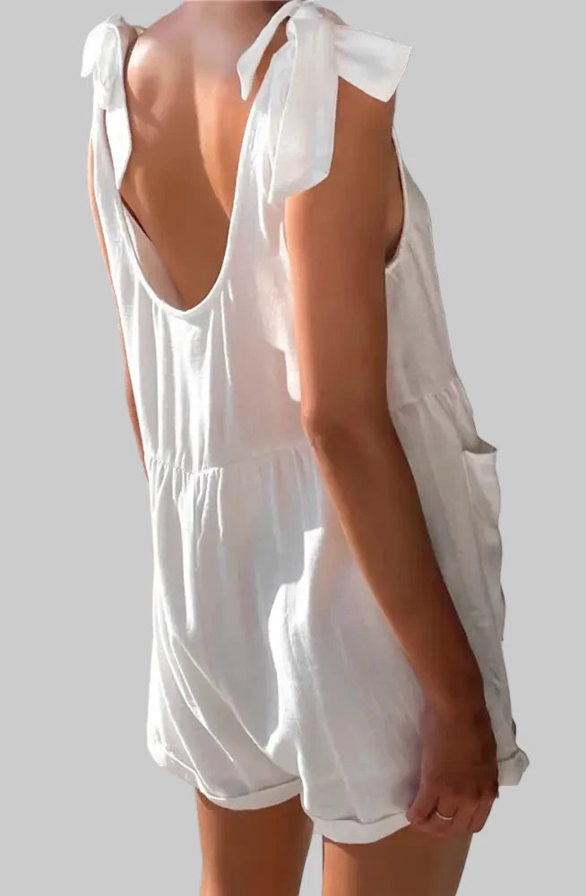 Solid Color Sleeveless Casual Romper - Rompers