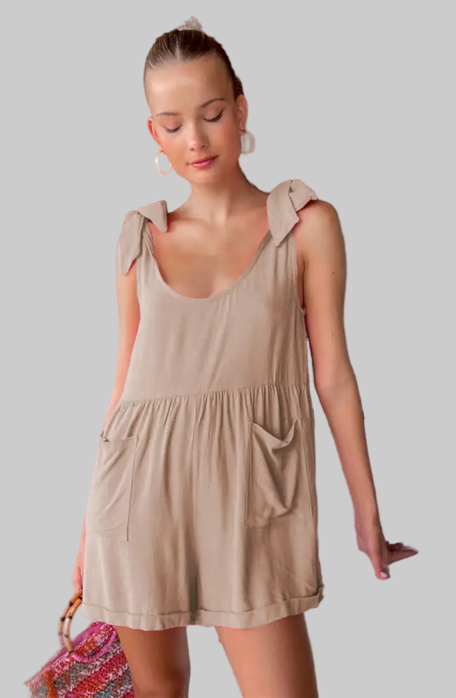 Solid Color Sleeveless Casual Romper