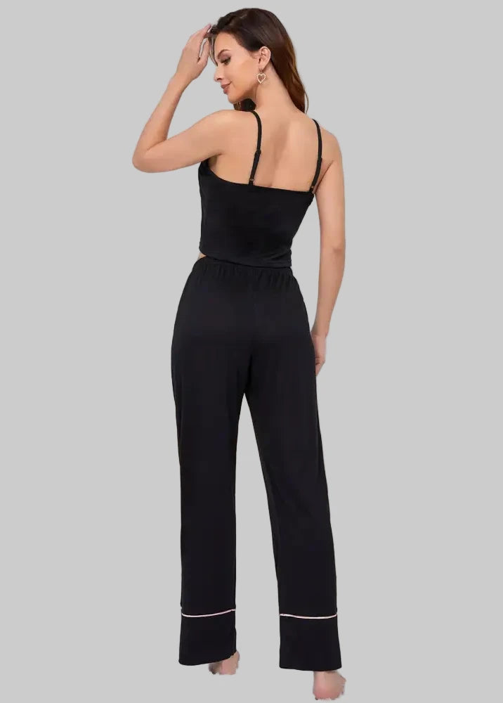 Solid Color Suspender Trousers Pajamas - Loungewear Sleepwear