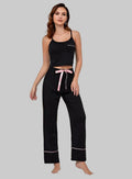 Solid Color Suspender Trousers Pajamas - S / Black - Loungewear Sleepwear