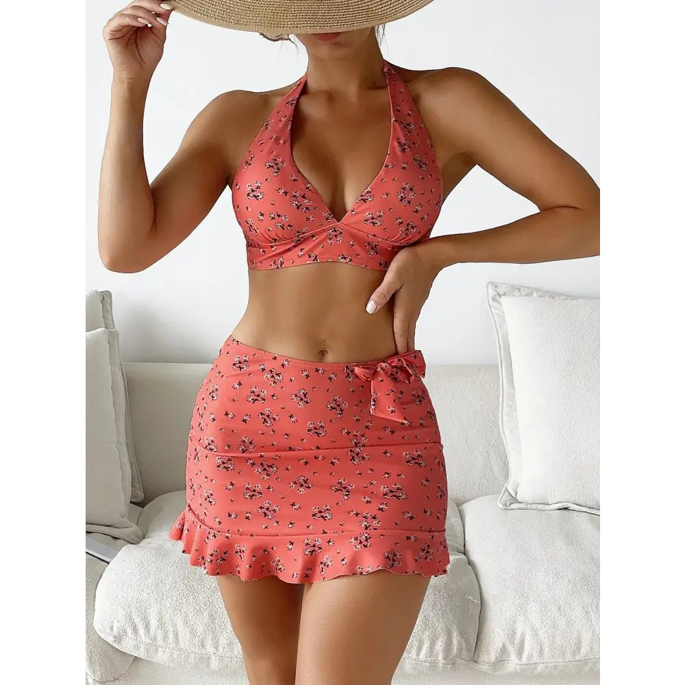 Split Floral Skirt Bikini - S / Pattern 7 - Cover-ups & Kimonos