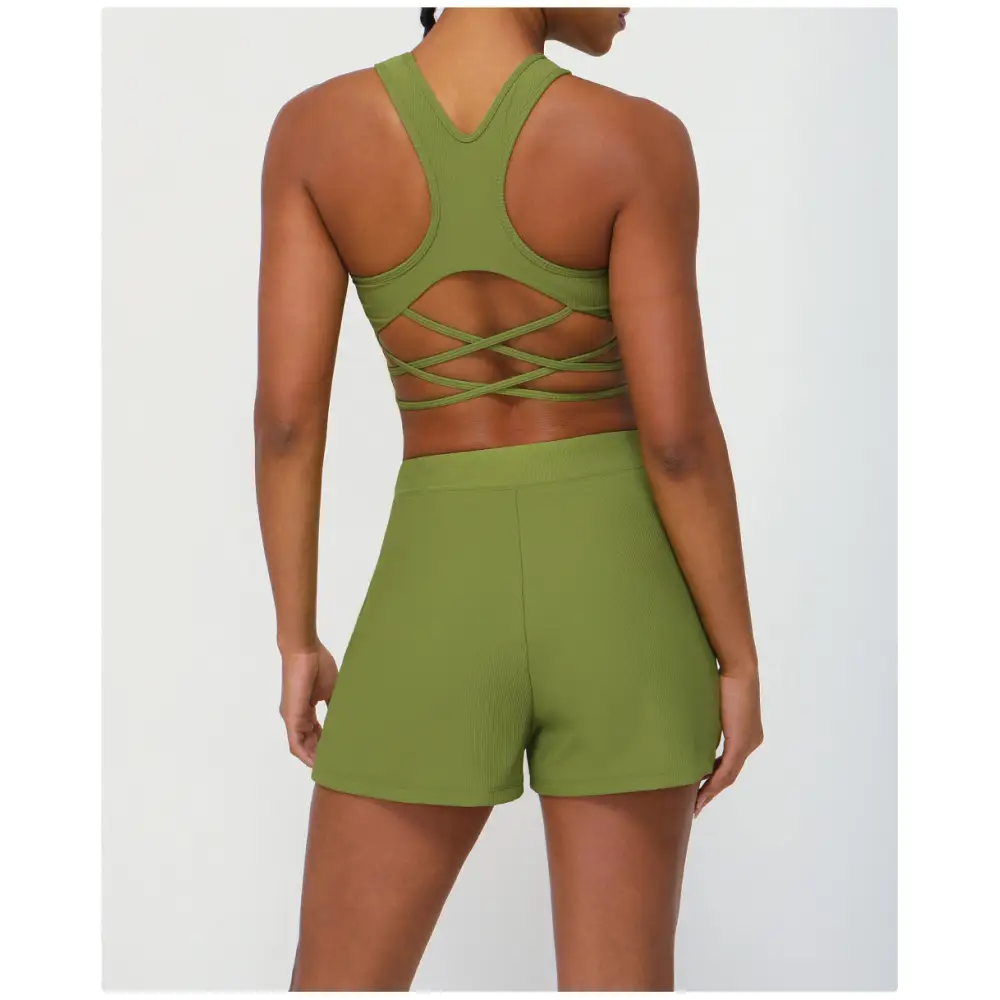 Sports Drawstring Shorts Pocket Yoga Fitness Suit - Activewear
