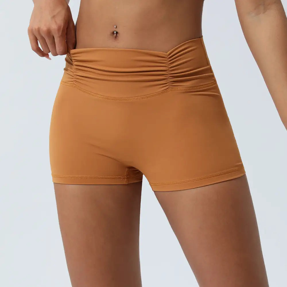 Sports Hip Lifting Yoga Workout Shorts - S / Khaki Brown - Activewear