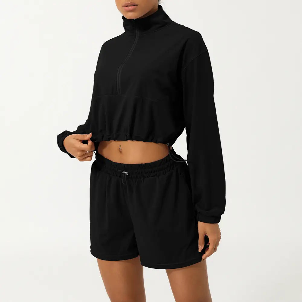 Sports Long Sleeved Quick Drying Suit - S / Black - Activewear