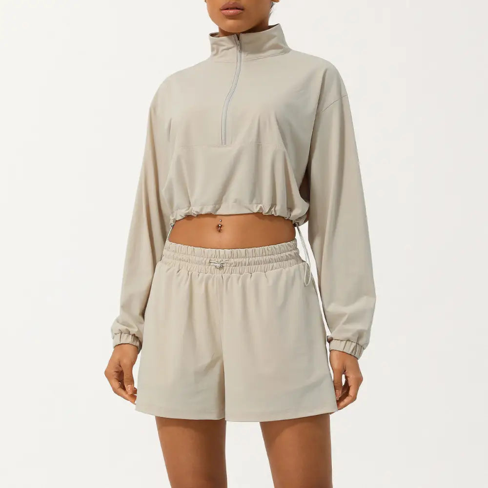 Sports Long Sleeved Quick Drying Suit - S / Khaki - Activewear