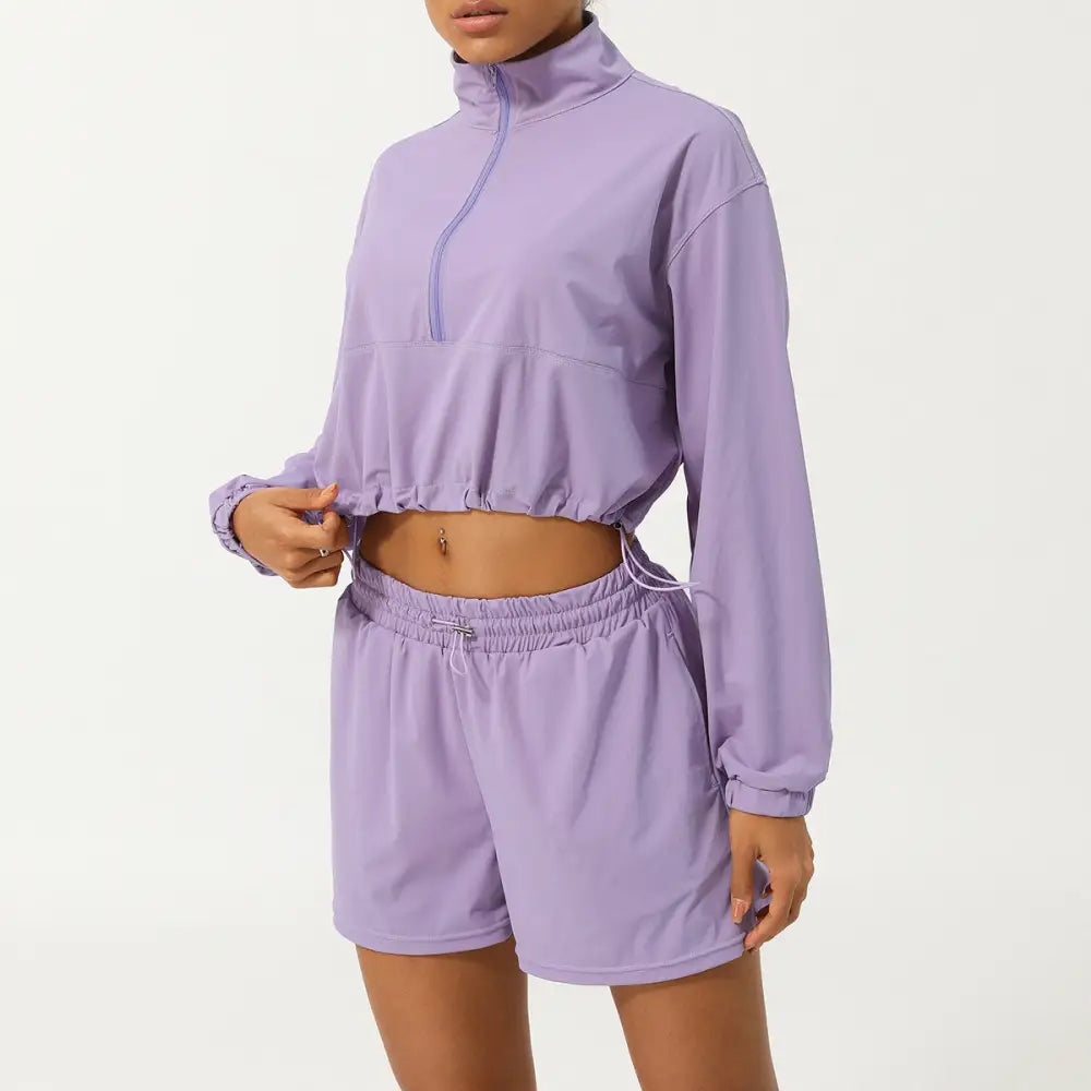Sports Long Sleeved Quick Drying Suit - S / Lavender - Activewear