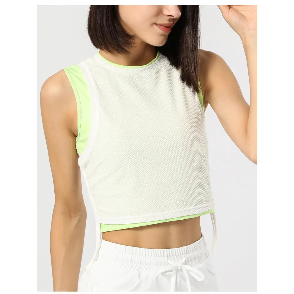 Sports Mesh Breathable Yoga Fitness Top - S / Light Summer White - Activewear
