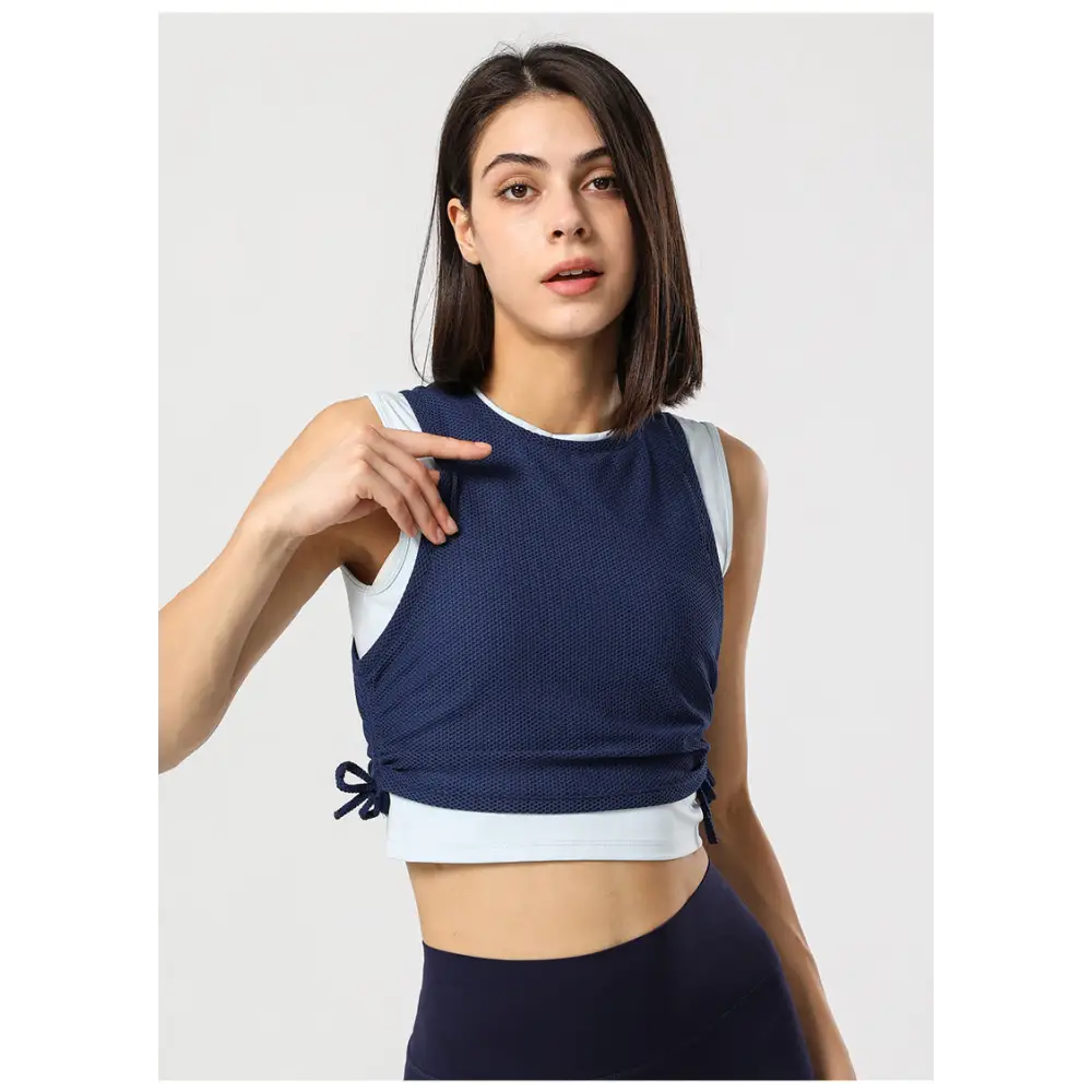 Sports Mesh Breathable Yoga Fitness Top - S / Purplish blue - Activewear