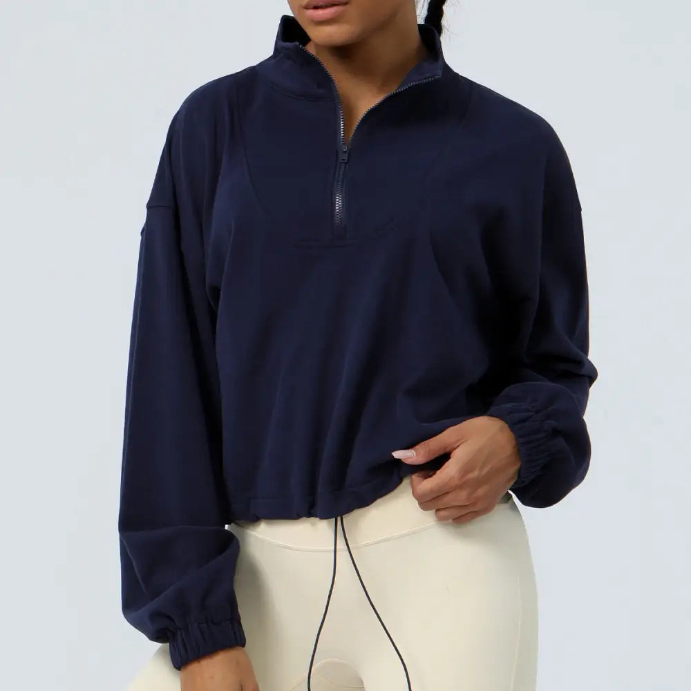 Sports Running Half Zipper Sweatshirt - S / Navy Blue - Activewear