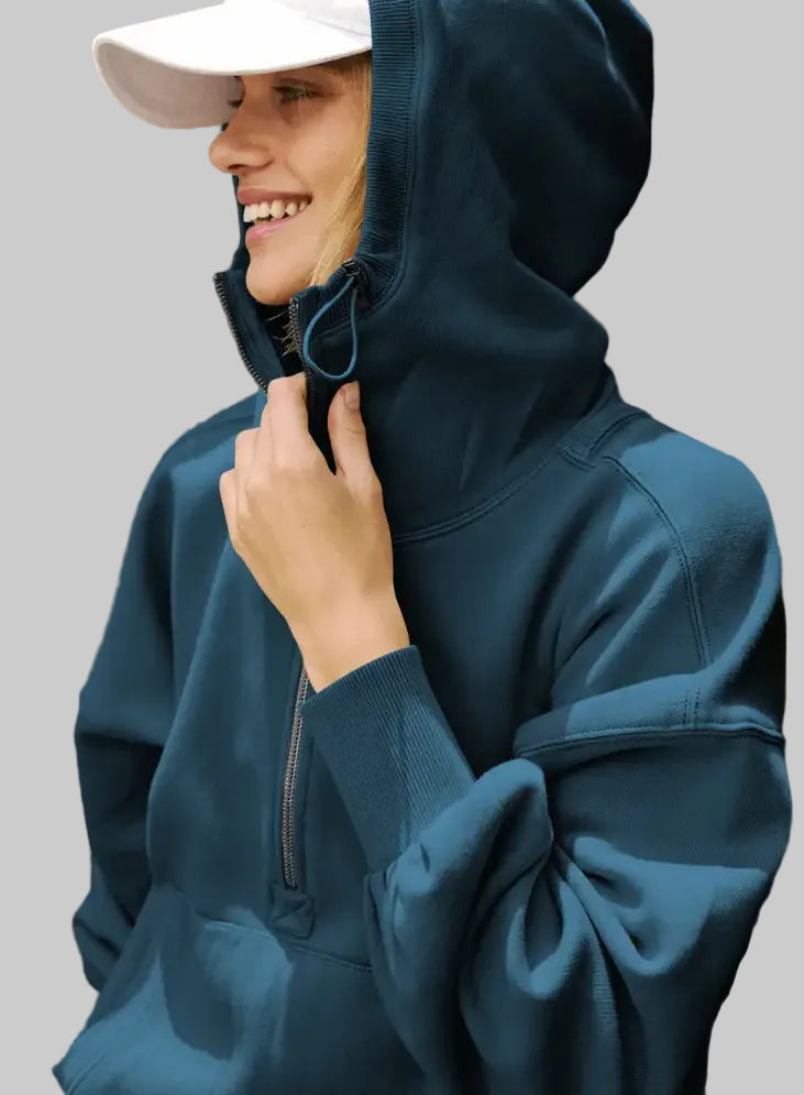 Sports Zipper Drawstring Long Sleeve Sweater - Sweatshirts & Hoodies