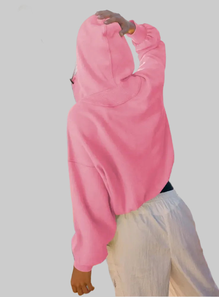 Sports Zipper Drawstring Long Sleeve Sweater - Sweatshirts & Hoodies