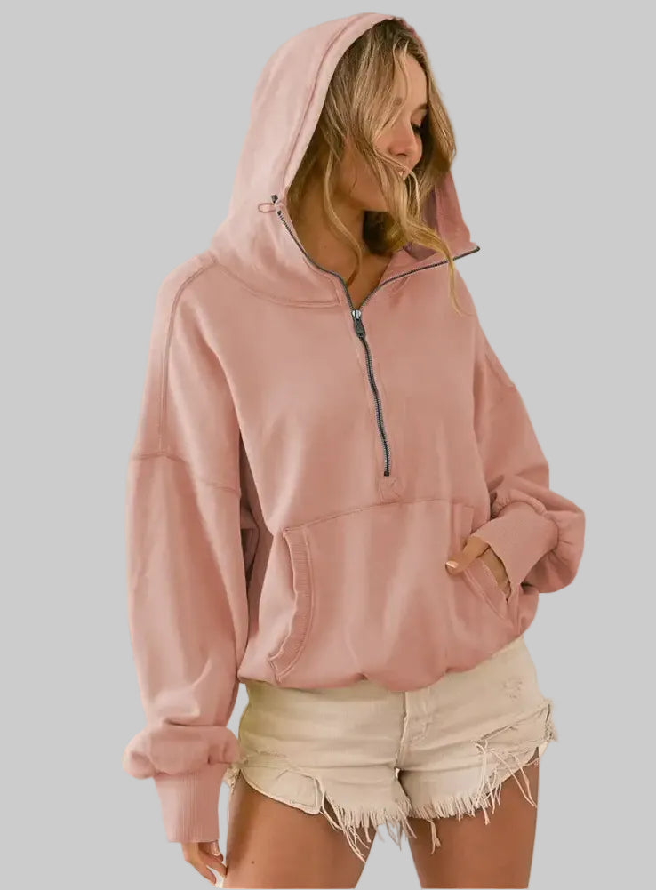 Sports Zipper Drawstring Long Sleeve Sweater - Sweatshirts & Hoodies