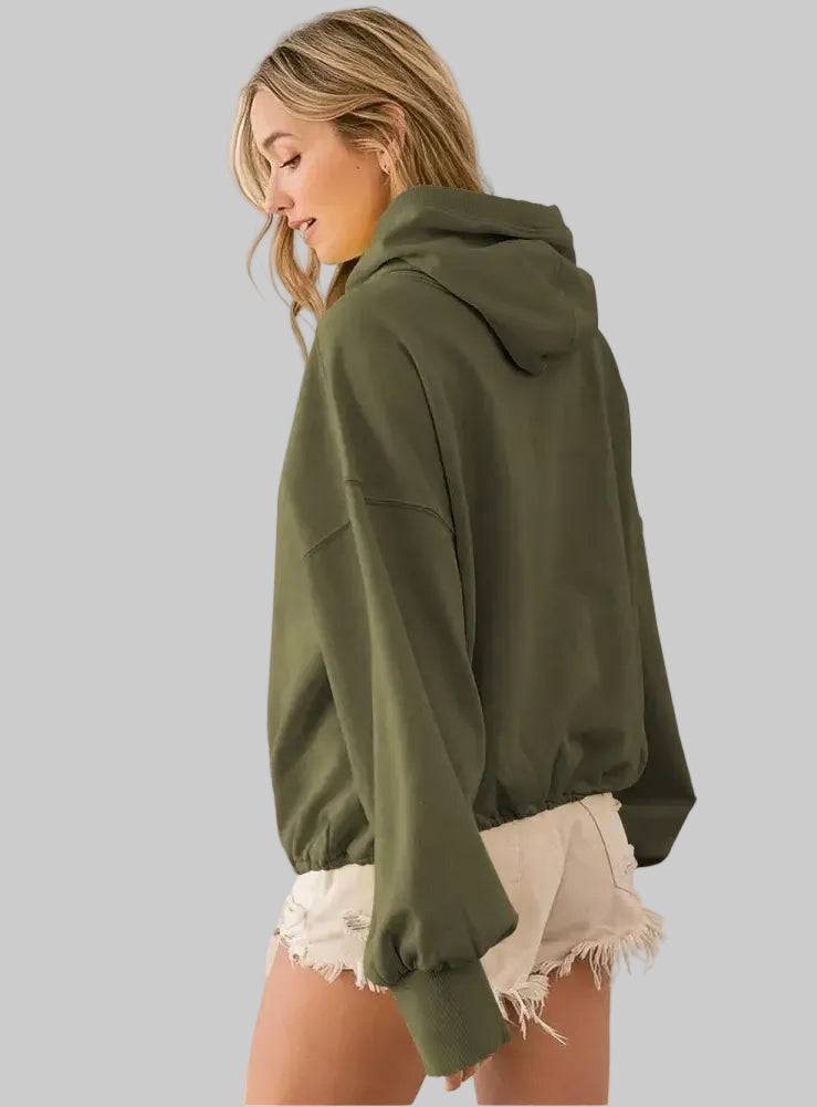 Sports Zipper Drawstring Long Sleeve Sweater - Sweatshirts & Hoodies