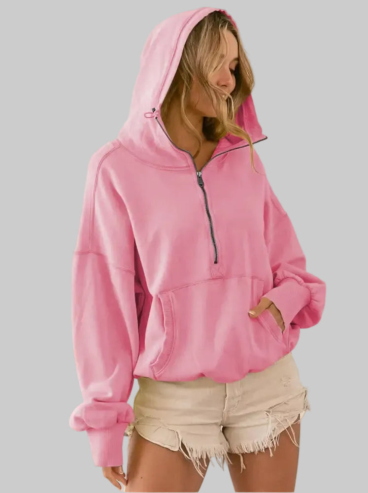 Sports Zipper Drawstring Long Sleeve Sweater - Sweatshirts & Hoodies