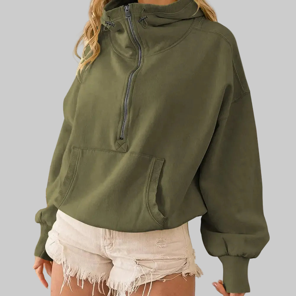 Sports Zipper Drawstring Long Sleeve Sweater - XL / Army Green - Sweatshirts & Hoodies