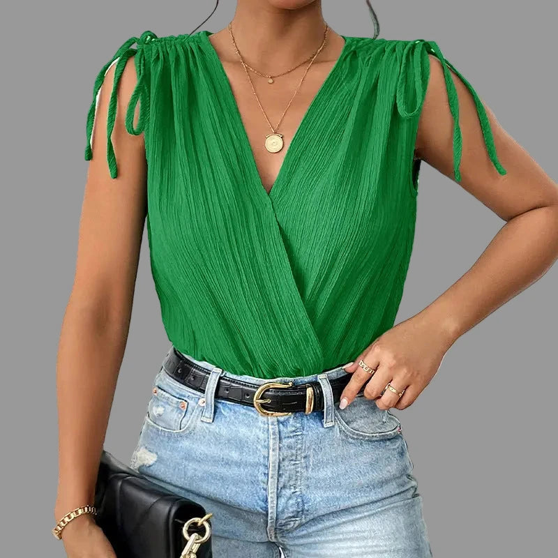 Stitching Sleeveless Contrast Color Bodysuit - Bodysuits