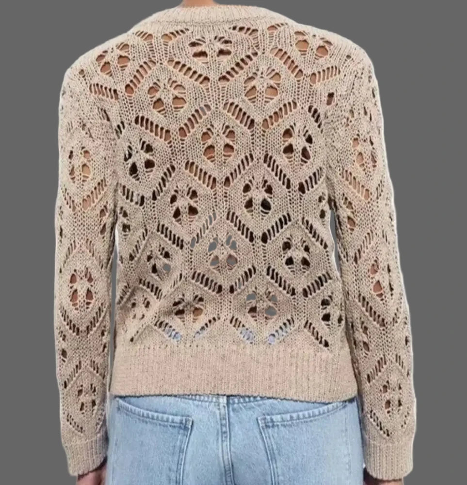 Street Jacquard Mesh Knitted Cardigan - Sweaters & Cardigans