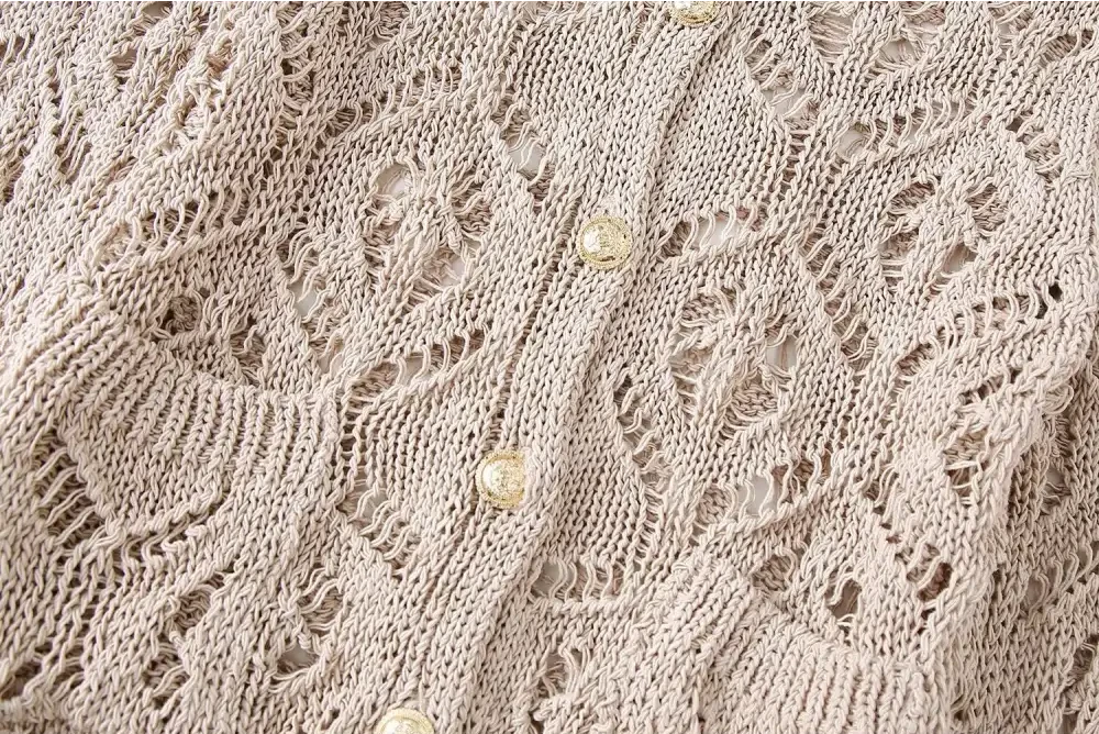 Street Jacquard Mesh Knitted Cardigan - Sweaters & Cardigans