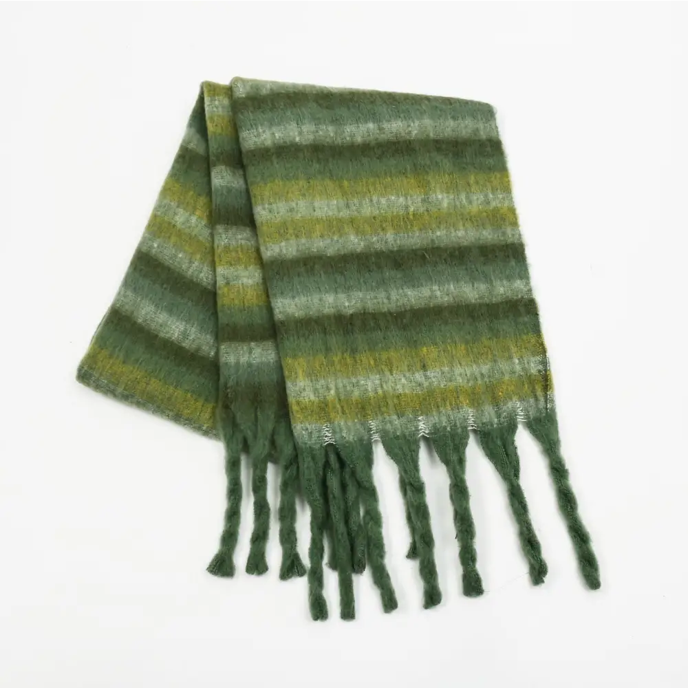 Stripe Thickened Scarf - One Size / Army Green - Scarves