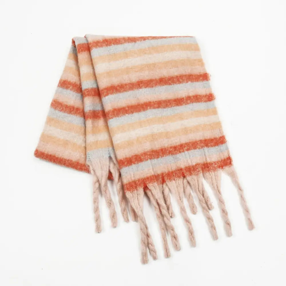 Stripe Thickened Scarf - One Size / Pink - Scarves