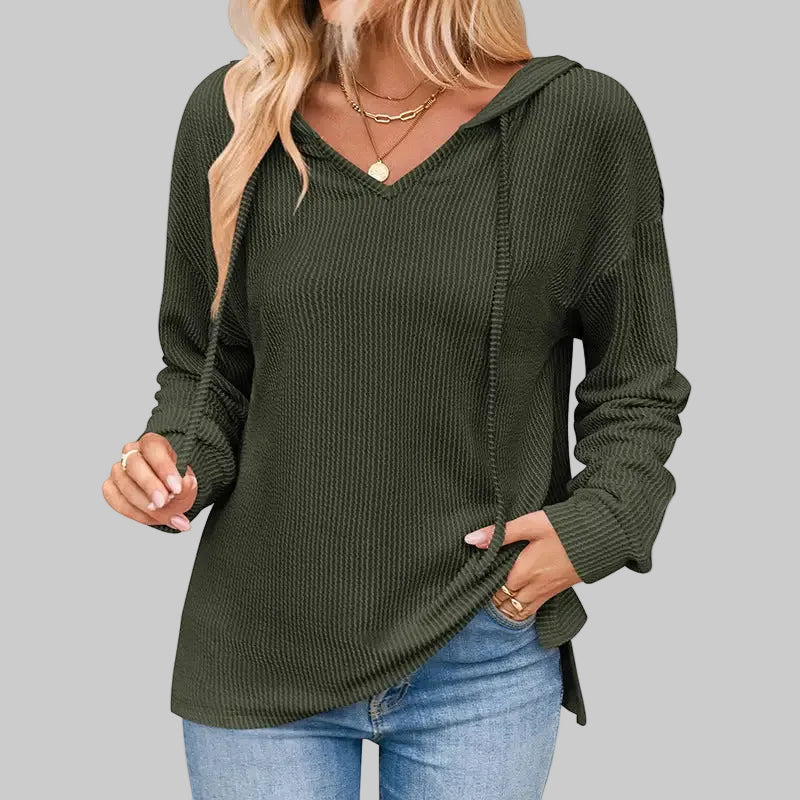 Striped Casual Long Sleeved Knitted Hoodie - S / Army Green - Sweatshirts & Hoodies