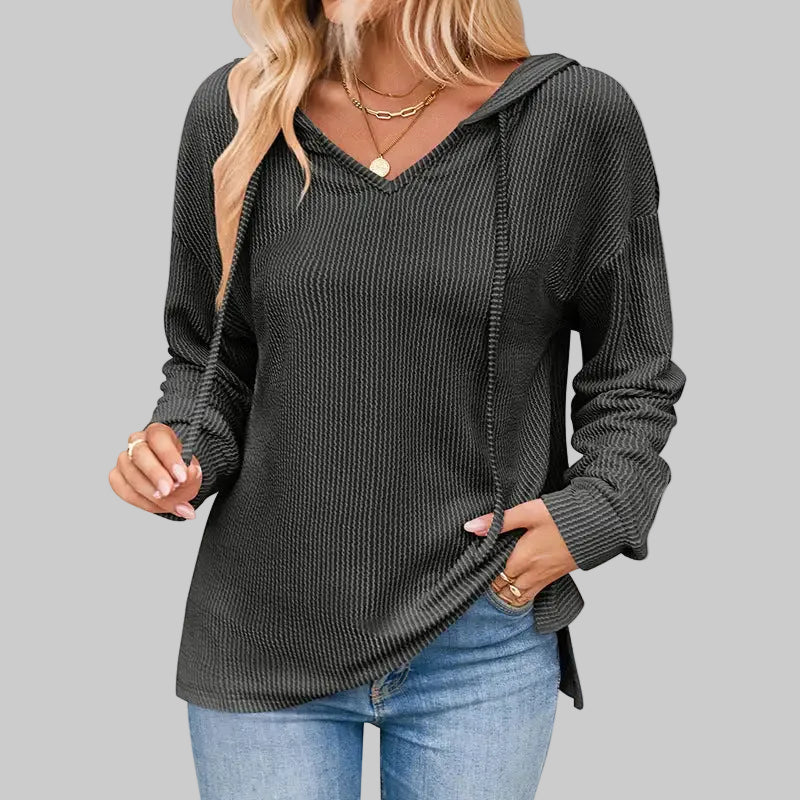 Striped Casual Long Sleeved Knitted Hoodie - S / Dark Gray - Sweatshirts & Hoodies