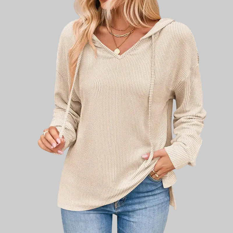 Striped Casual Long Sleeved Knitted Hoodie - S / Khaki - Sweatshirts & Hoodies