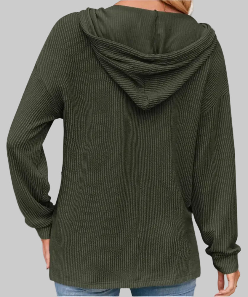 Striped Casual Long Sleeved Knitted Hoodie - Sweatshirts & Hoodies