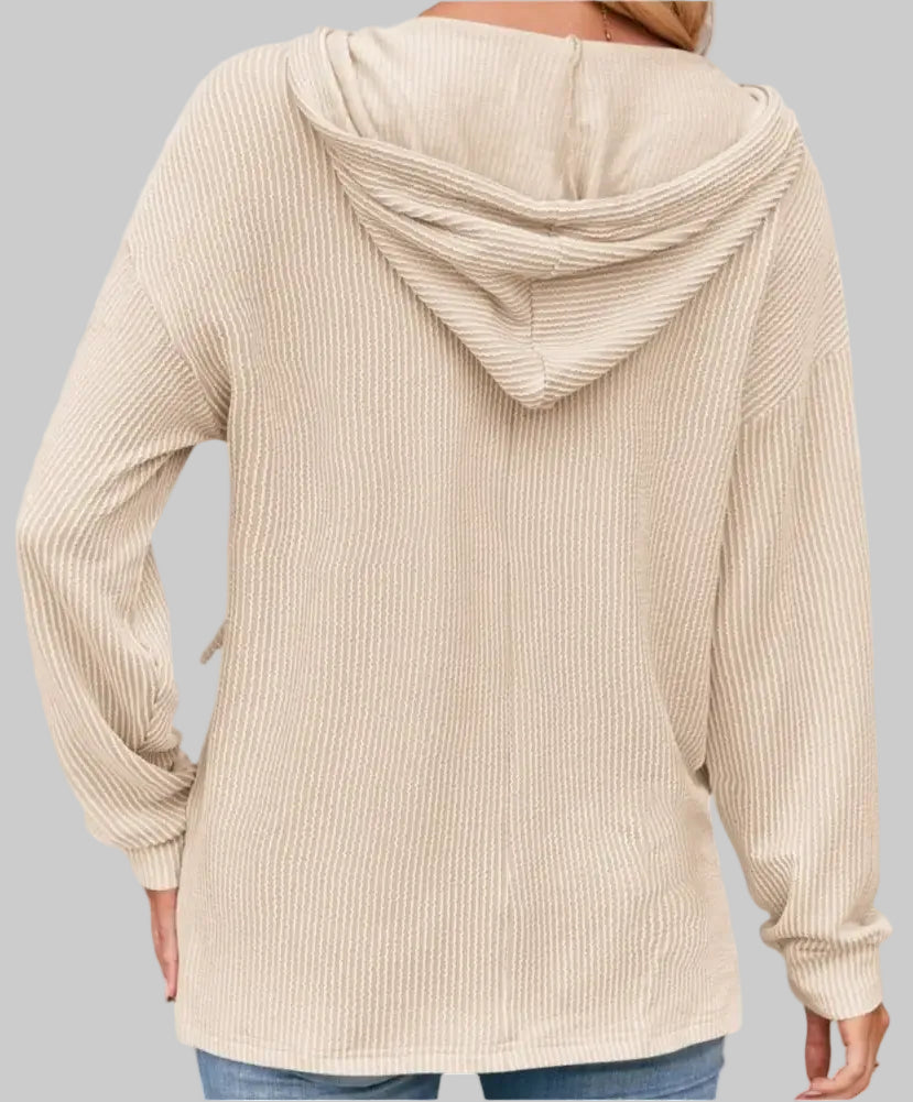 Striped Casual Long Sleeved Knitted Hoodie - Sweatshirts & Hoodies