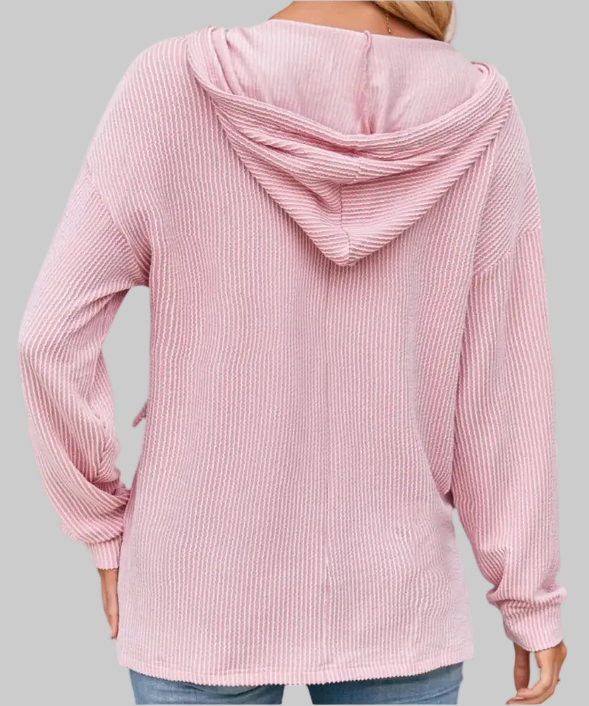Striped Casual Long Sleeved Knitted Hoodie - Sweatshirts & Hoodies