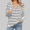 Striped Hooded Long Sleeve Sweatshirt - S / White Stripes - Sweatshirts & Hoodies