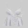 Striped Pleated Poplin Top - S / Gray - Tank Tops & Camis