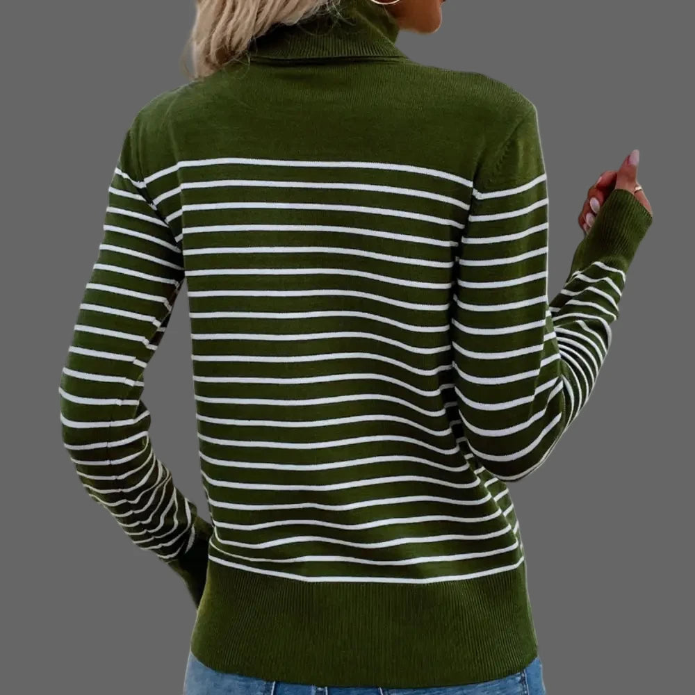 Striped Turtleneck Knitwear Sweater - Sweaters & Cardigans