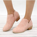 Stylish Pink and Black Suede Ankle Boots with Block Heels - 36 / Shoes