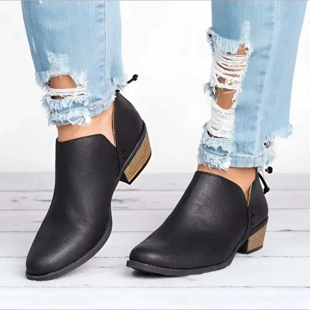 Stylish Pink and Black Suede Ankle Boots with Block Heels - Shoes