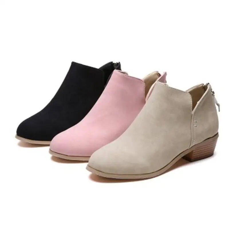Stylish Pink and Black Suede Ankle Boots with Block Heels - Shoes