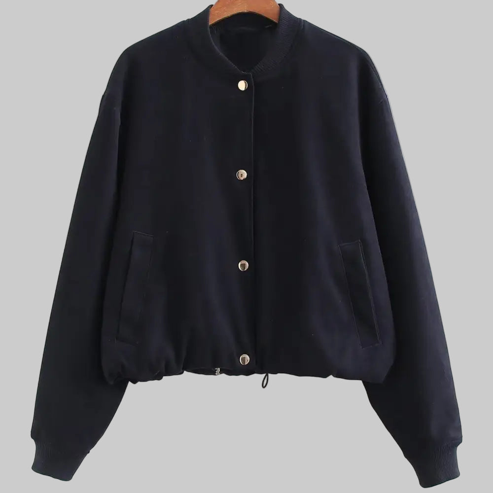 Stylish Simple Texture Flight Jacket - S / Black - Outerwear