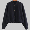 Stylish Simple Texture Flight Jacket - S / Black - Outerwear