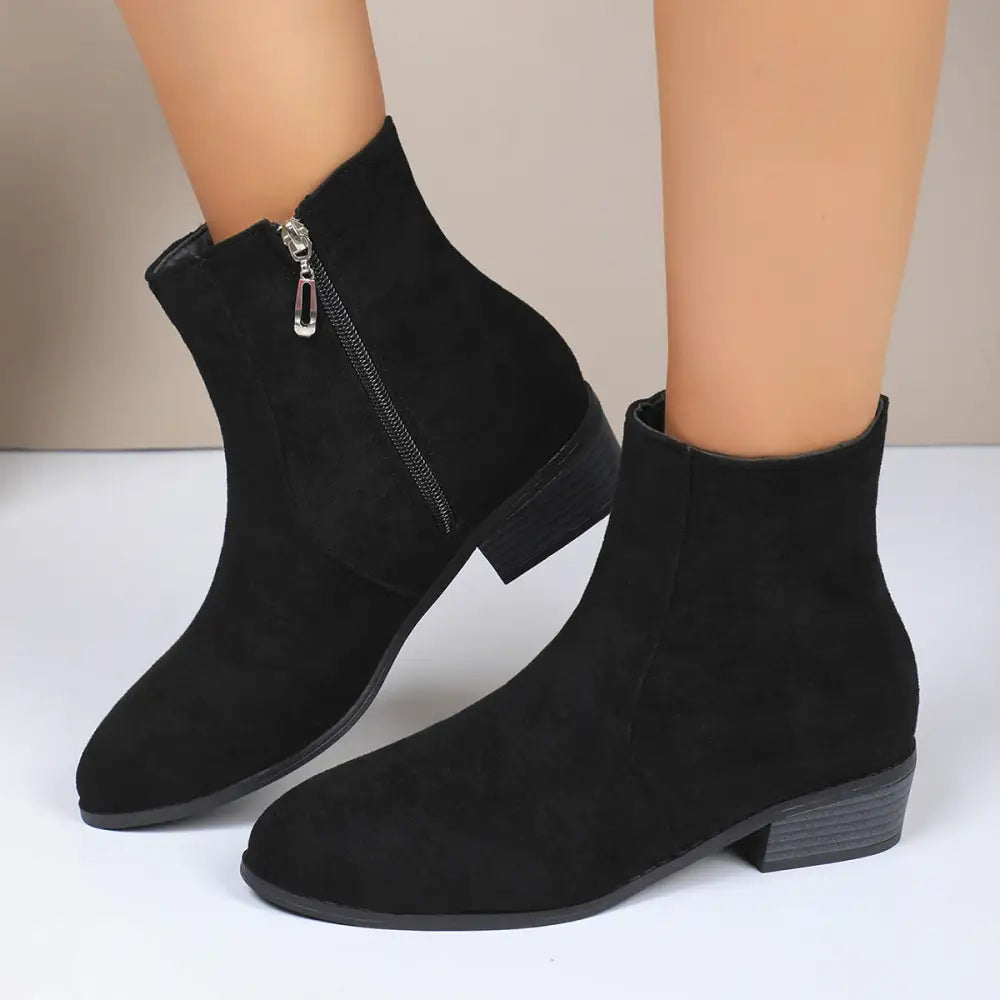 Suede Ankle Boots - 36 / Black - Shoes
