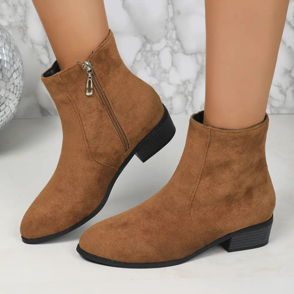 Suede Ankle Boots - 36 / Dark Brown - Shoes