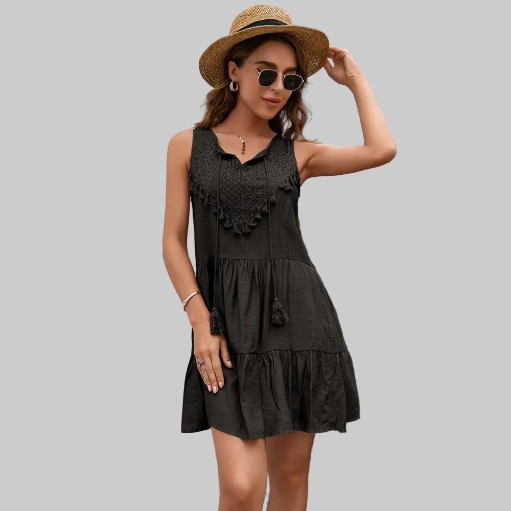 Summer Sexy Tassel Fringe Dress - S / Black - Dresses