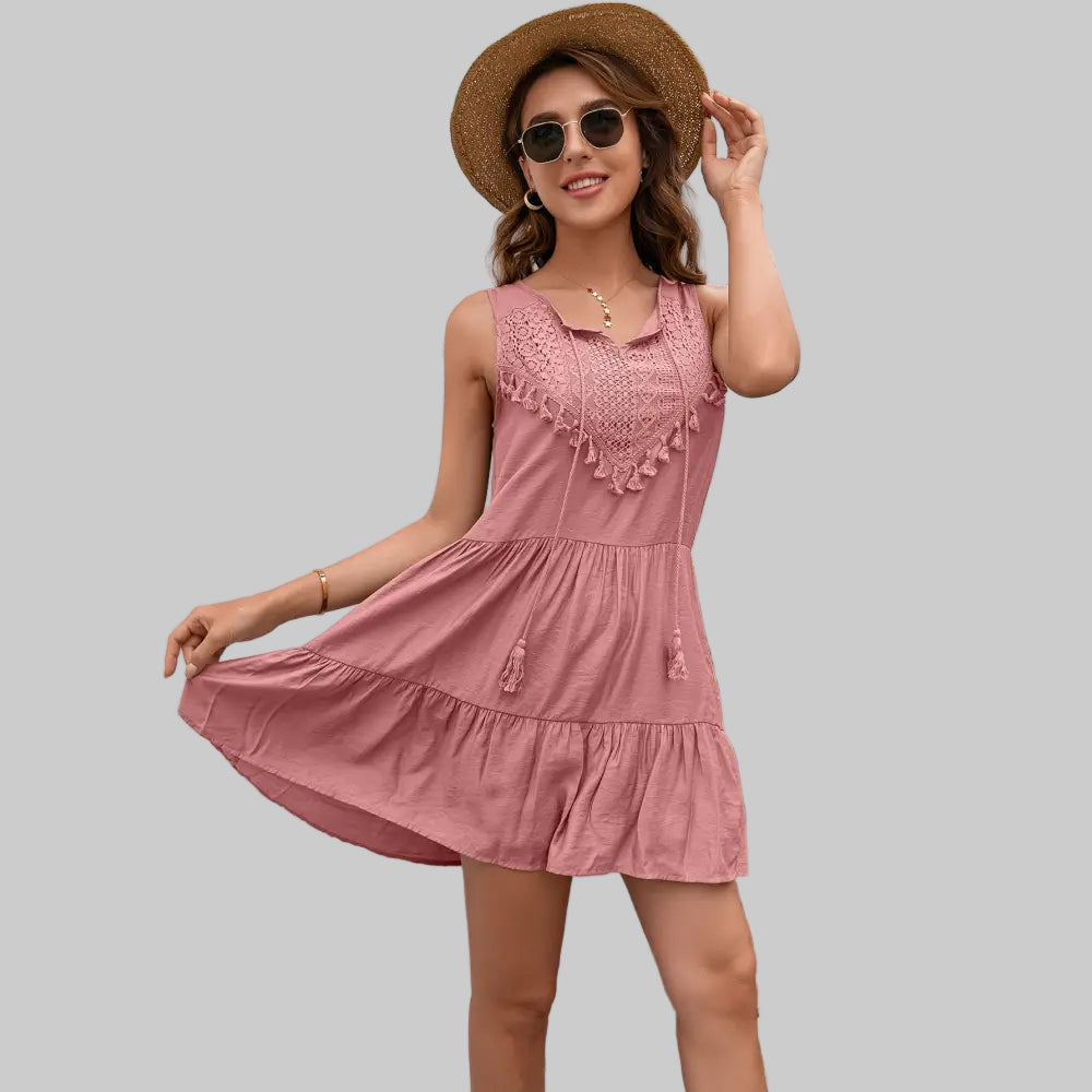 Summer Sexy Tassel Fringe Dress - S / Pink - Dresses