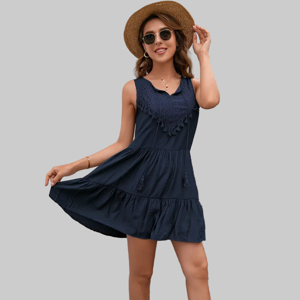 Summer Sexy Tassel Fringe Dress - S / purplish blue - Dresses