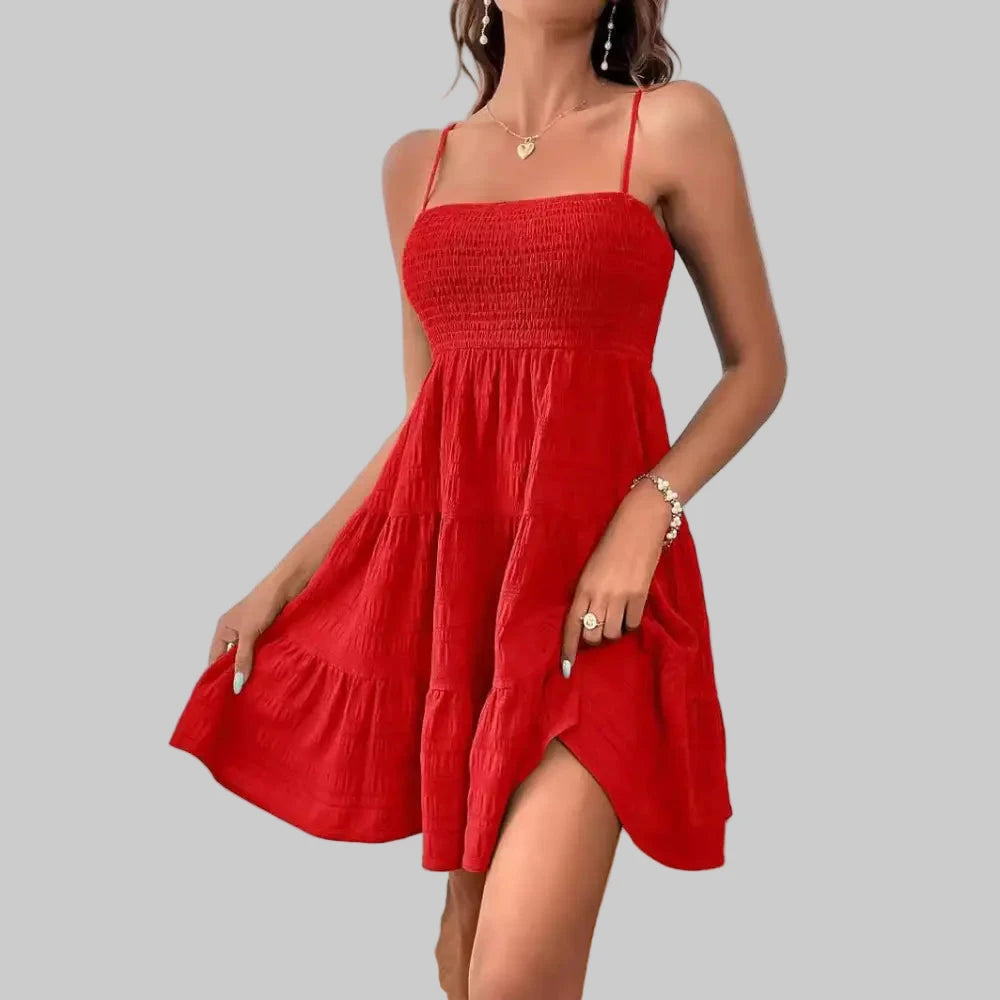 Summer Textured Dress - S / Red - Dresses