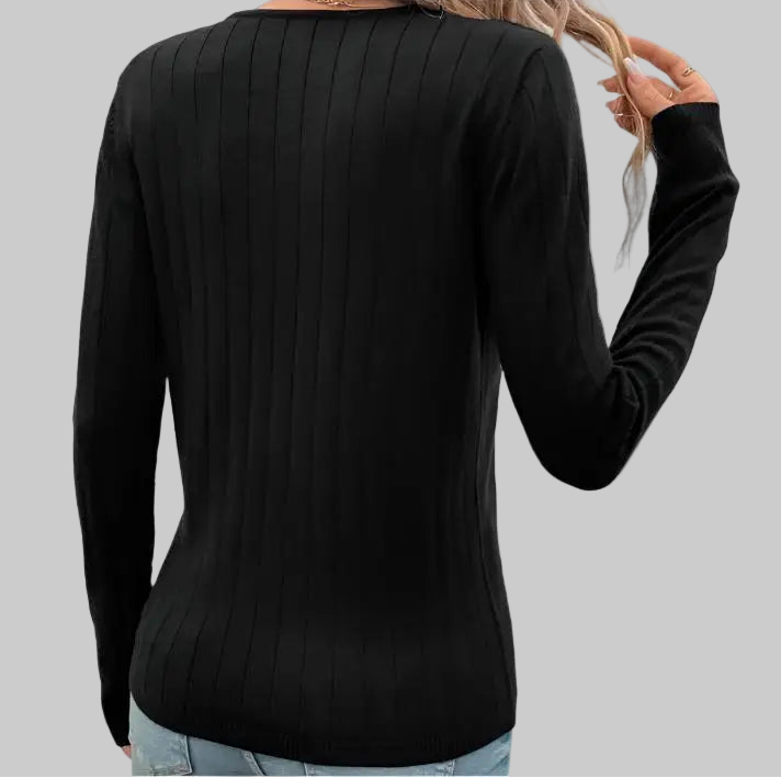 Sunken Stripe V-Neck Top - Shirts & Blouses