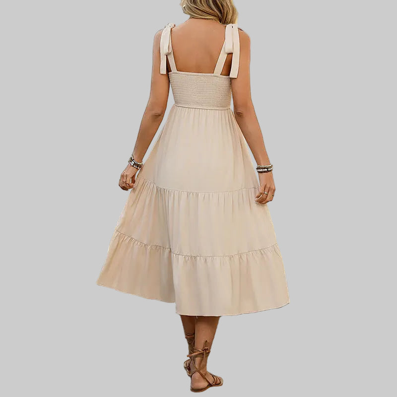 Suspender Swing Stitching Dress - Dresses