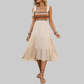 Suspender Swing Stitching Dress - S / Apricot - Dresses