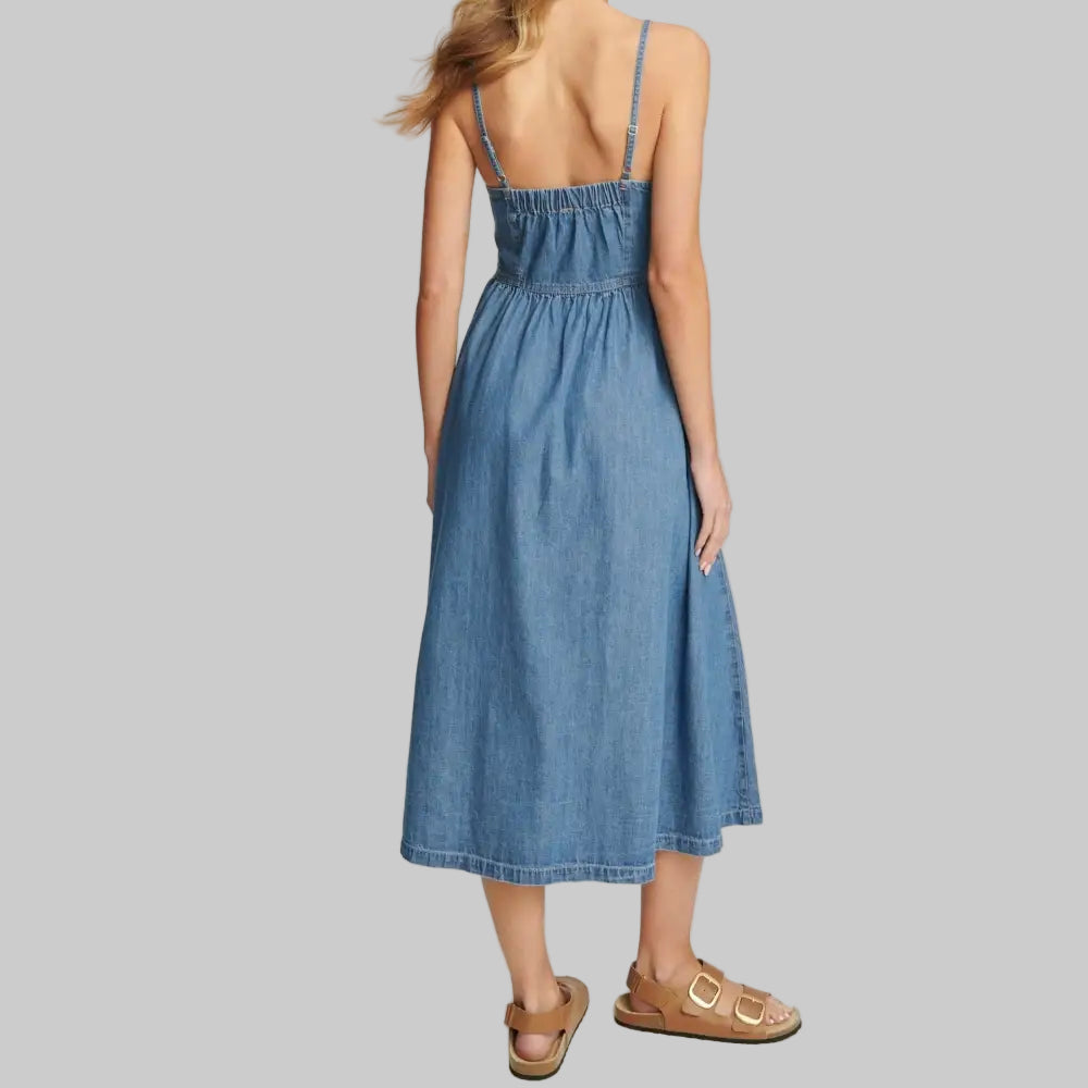 Suspenders Denim Dress - Dresses