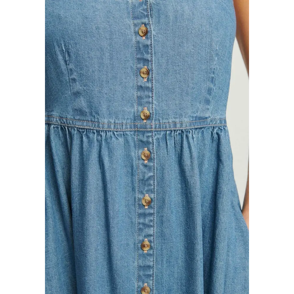 Suspenders Denim Dress - Dresses